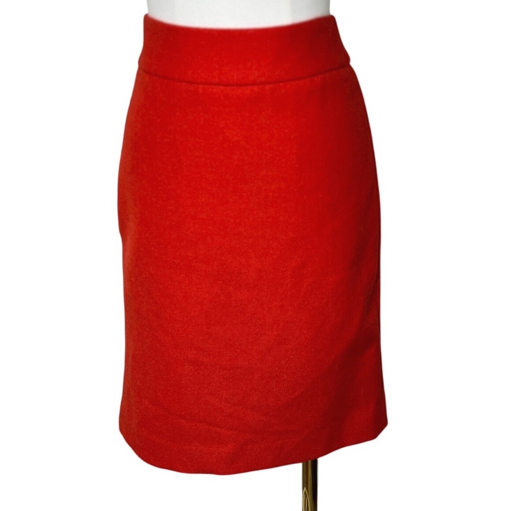 Classic Red Orange Wool Pencil Skirt Lined Back Zip J.Crew Preppy 4